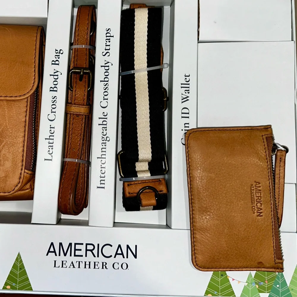 CHRISTMAS GIFT AMERICAN LEATHER CO CROSSBODY, COIN/CARDS WALLET AND TWO STRAPS - Picture 5 of 6
